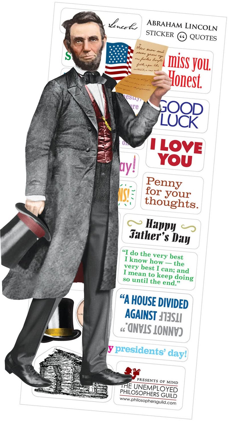 The Unemployed Philosophers Guild Abraham Lincoln Quotable Notable - Greeting Card and Sticker Sheet - Envelope Included - Image 1